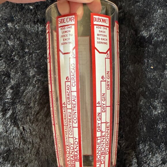 Vintage Retro Glass Cocktail Mixer Red Recipe Print 8.5" Tall  Glass - Picture 3 of 7